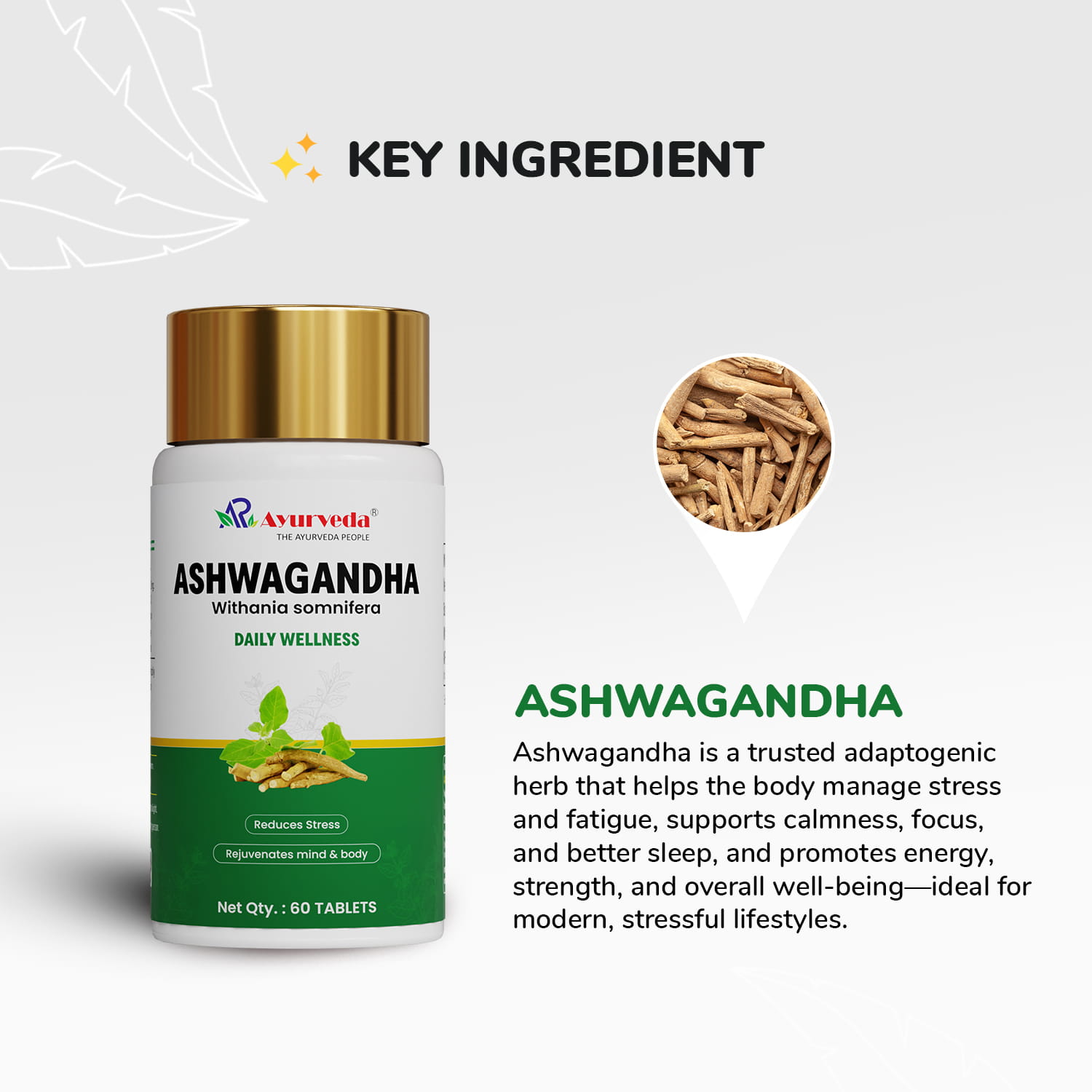 Ashwagandha Tablet- For Natural Energy, Strength & Calmness